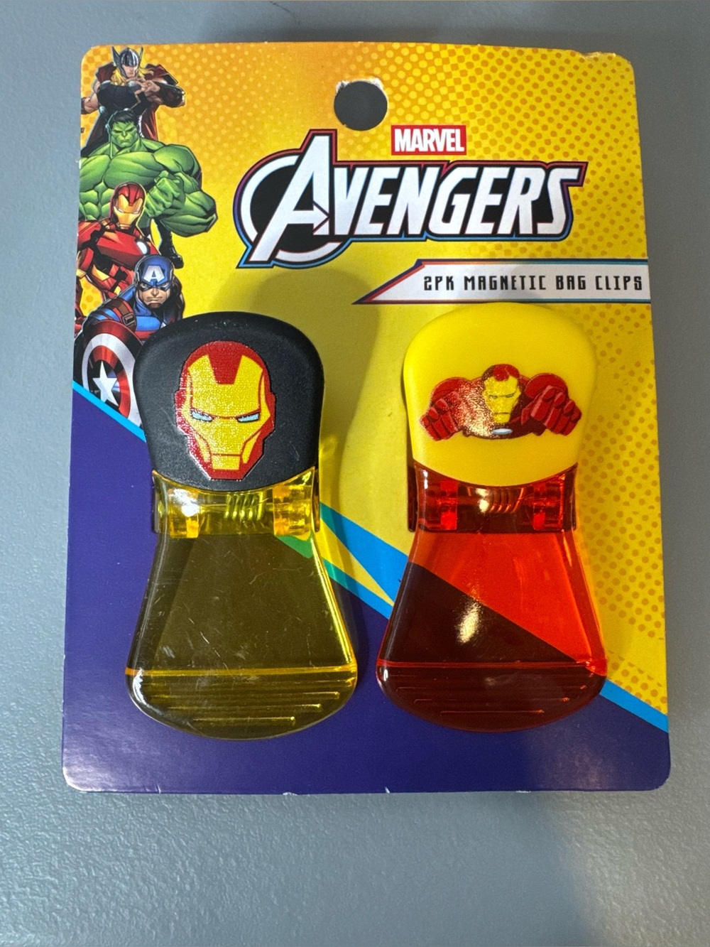 Marvel Avengers Iron Man Bag Clips - Yellow & Red 2pc set